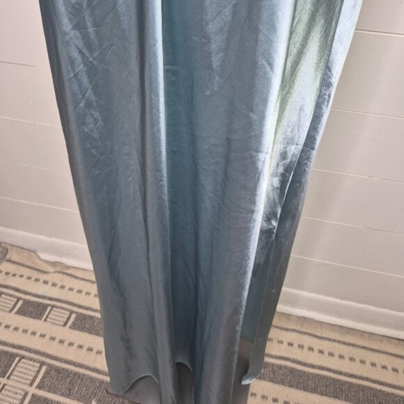 Addition Elle Teal Satin And Lace Maxi Slip Dress Size 1X - Picture 10 of 14